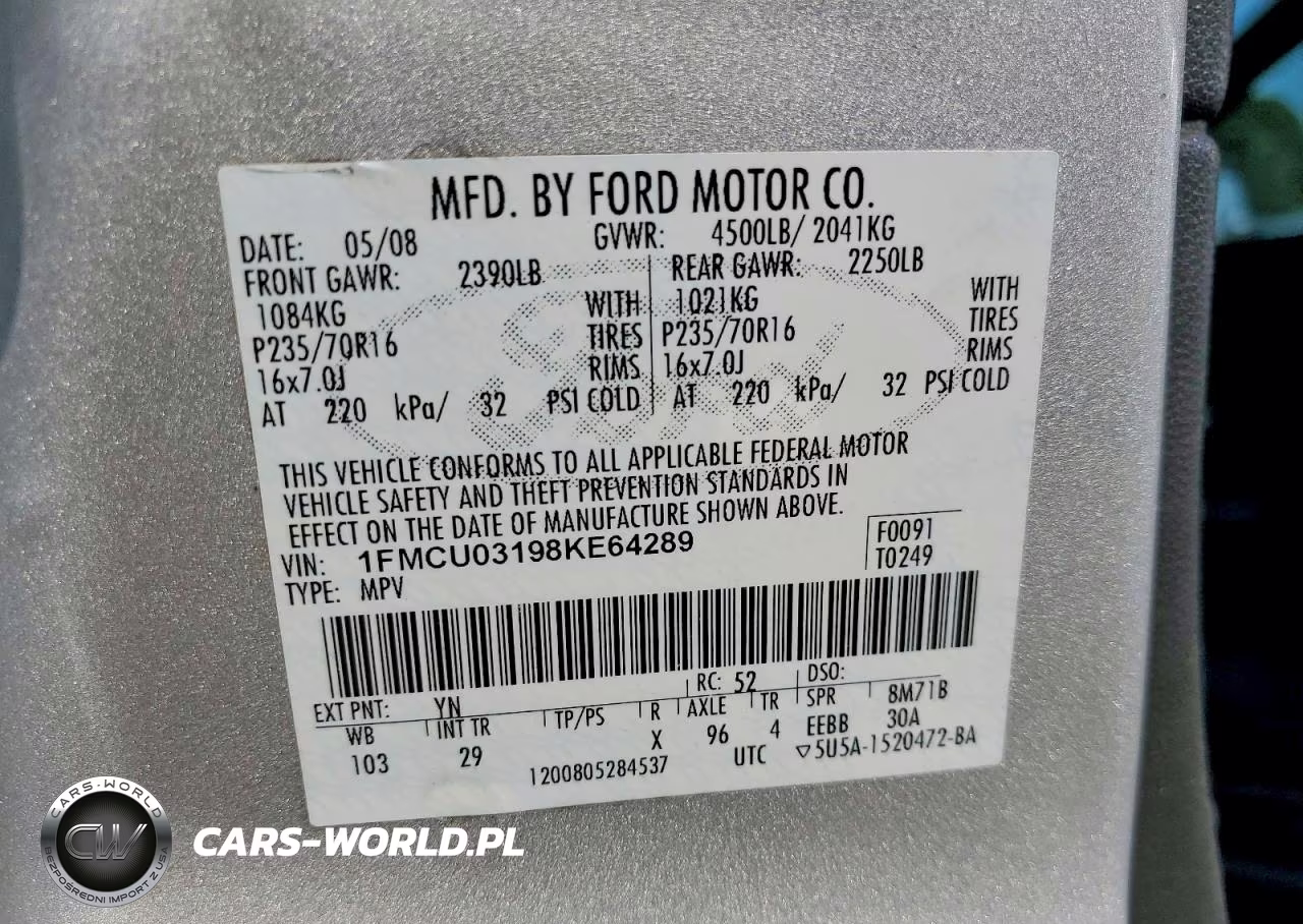 2008 Ford Escape Xlt VIN:1FMCU03198KE64289 - 13