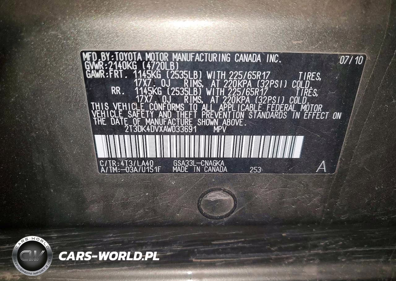 2010 Toyota Rav4 Limited VIN:2T3DK4DVXAW033691 - 13