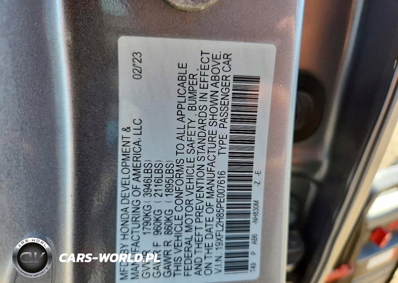 2023 Honda Civic Sport VIN:19XFL2H85PE007616 - 12