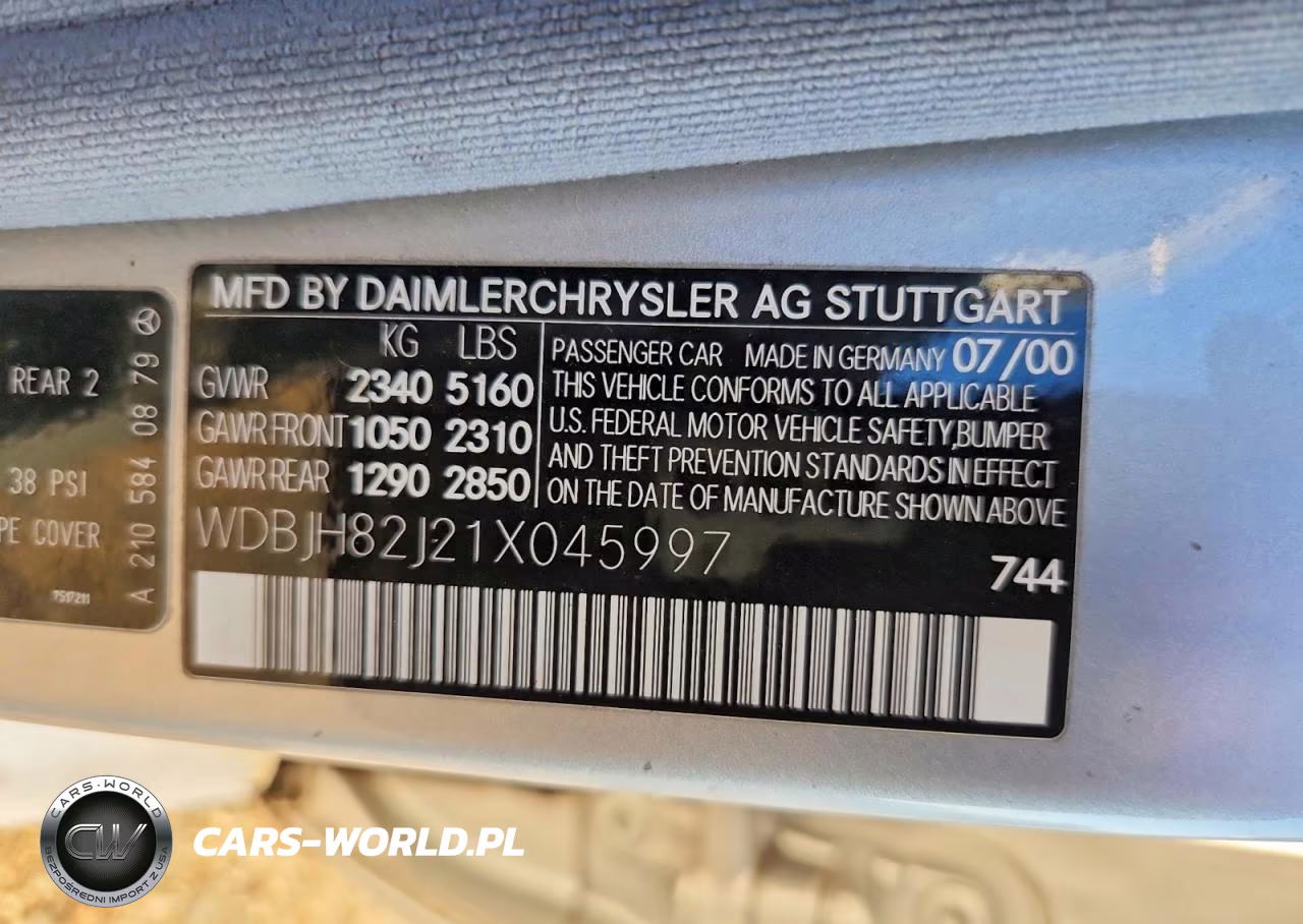 2001 Mercedes-Benz E 320 4Matic VIN:WDBJH82J21X045997 - 14