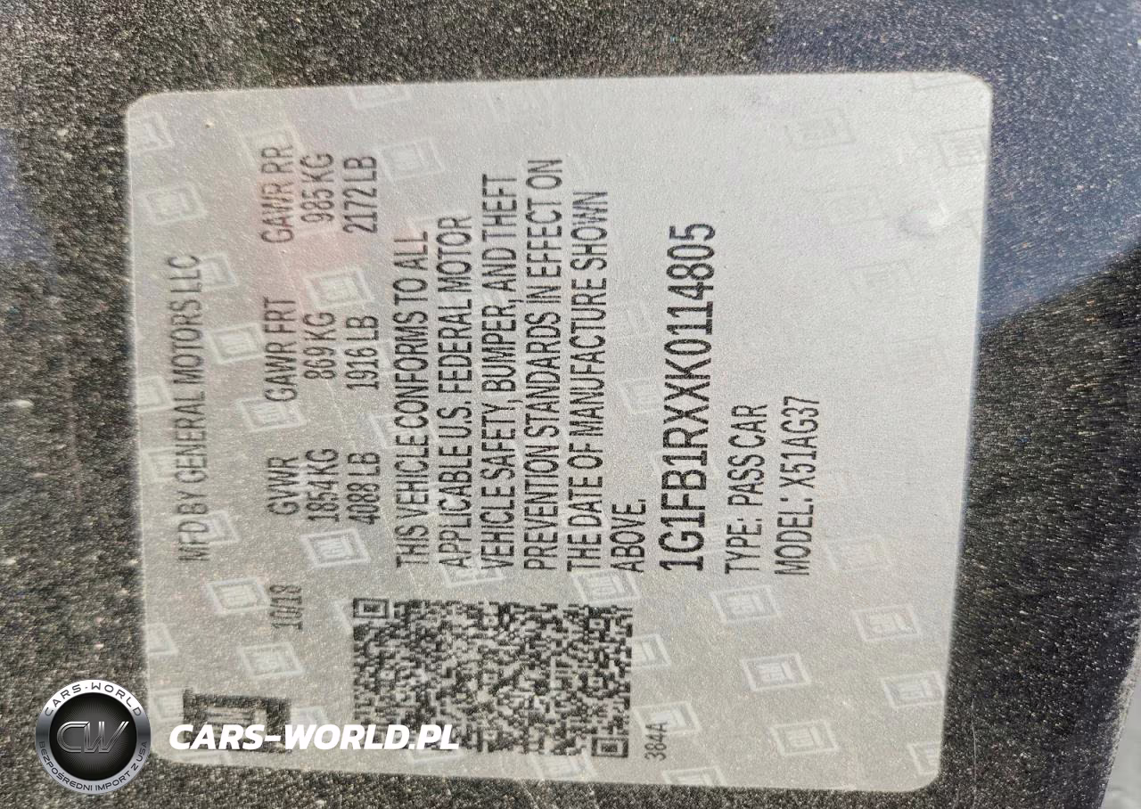 2019 Chevrolet Camaro Ls VIN:1G1FB1RXXK0114805 - 12