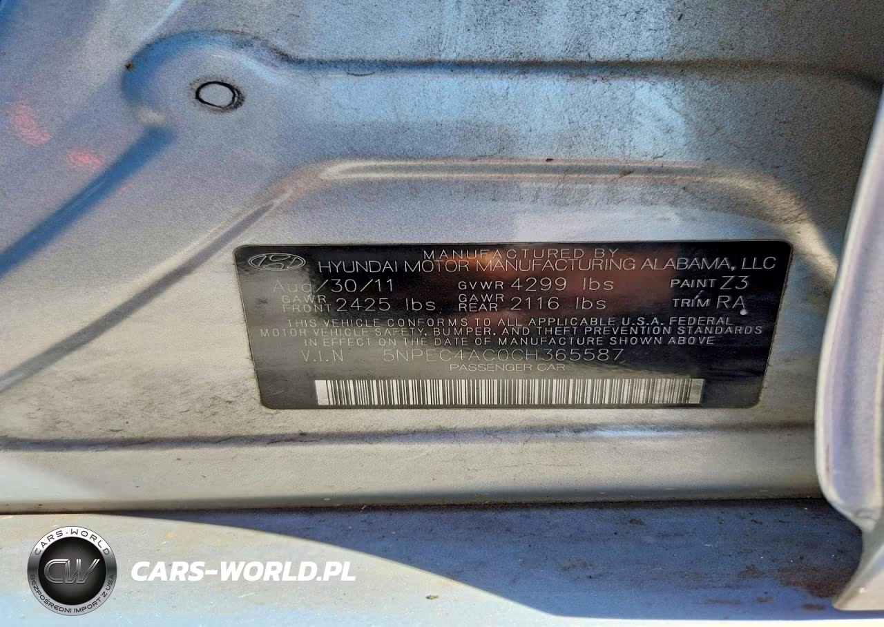 2012 Hyundai Sonata Limited VIN:5NPEC4AC0CH365587 - 12