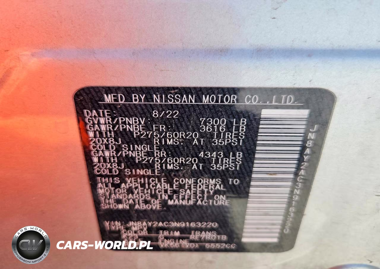 2022 Nissan Armada Sv VIN:JN8AY2AC3N9163220 - 12