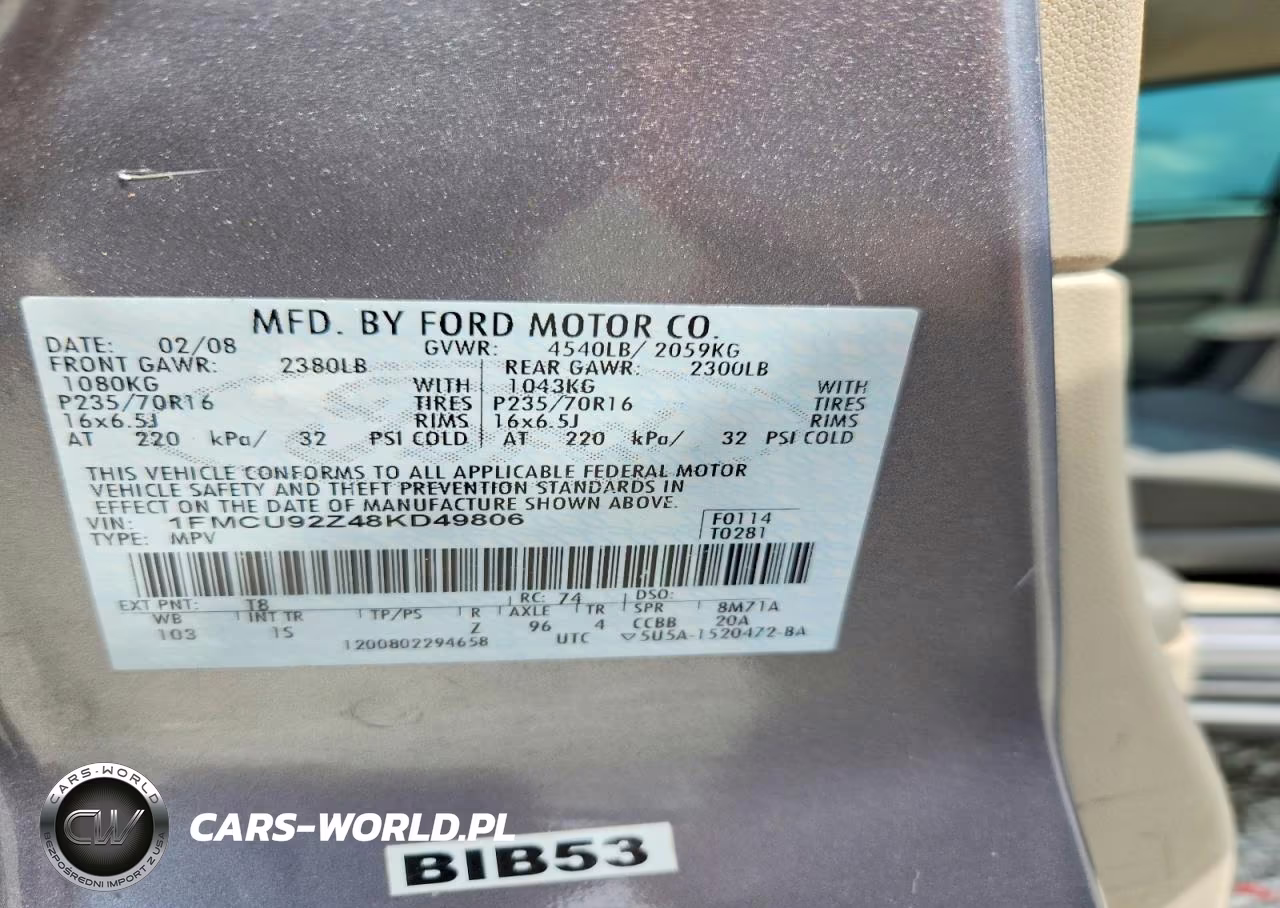 2008 Ford Escape Xls VIN:1FMCU92Z48KD49806 - 13