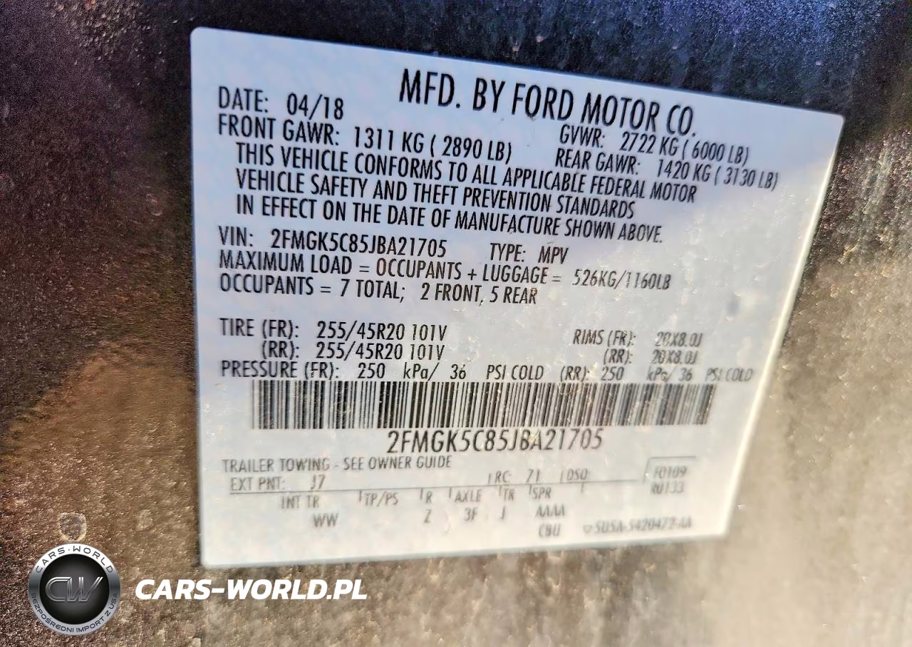2018 Ford Flex Sel VIN:2FMGK5C85JBA21705 - 13