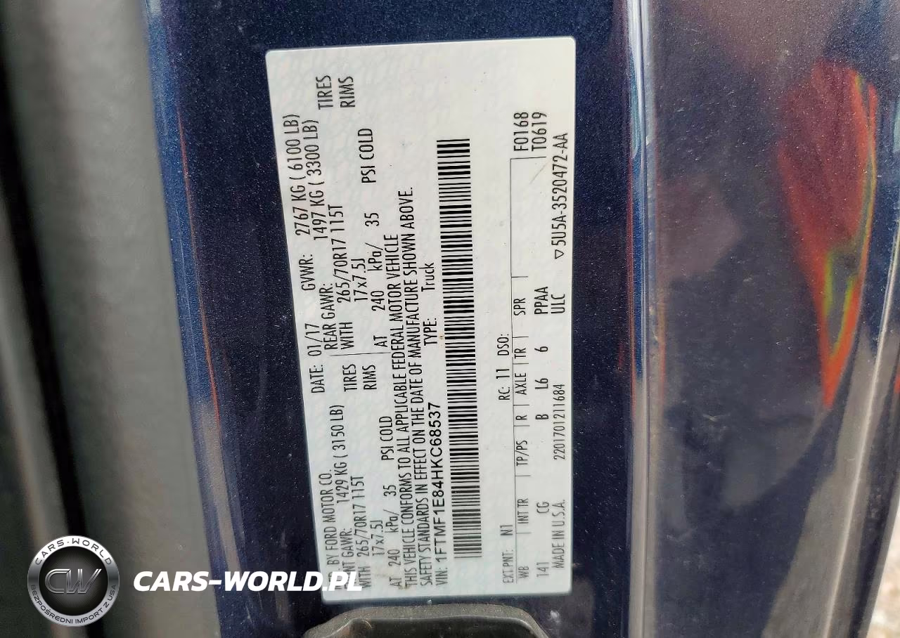 2017 Ford F150 VIN:1FTMF1E84HKC68537 - 12