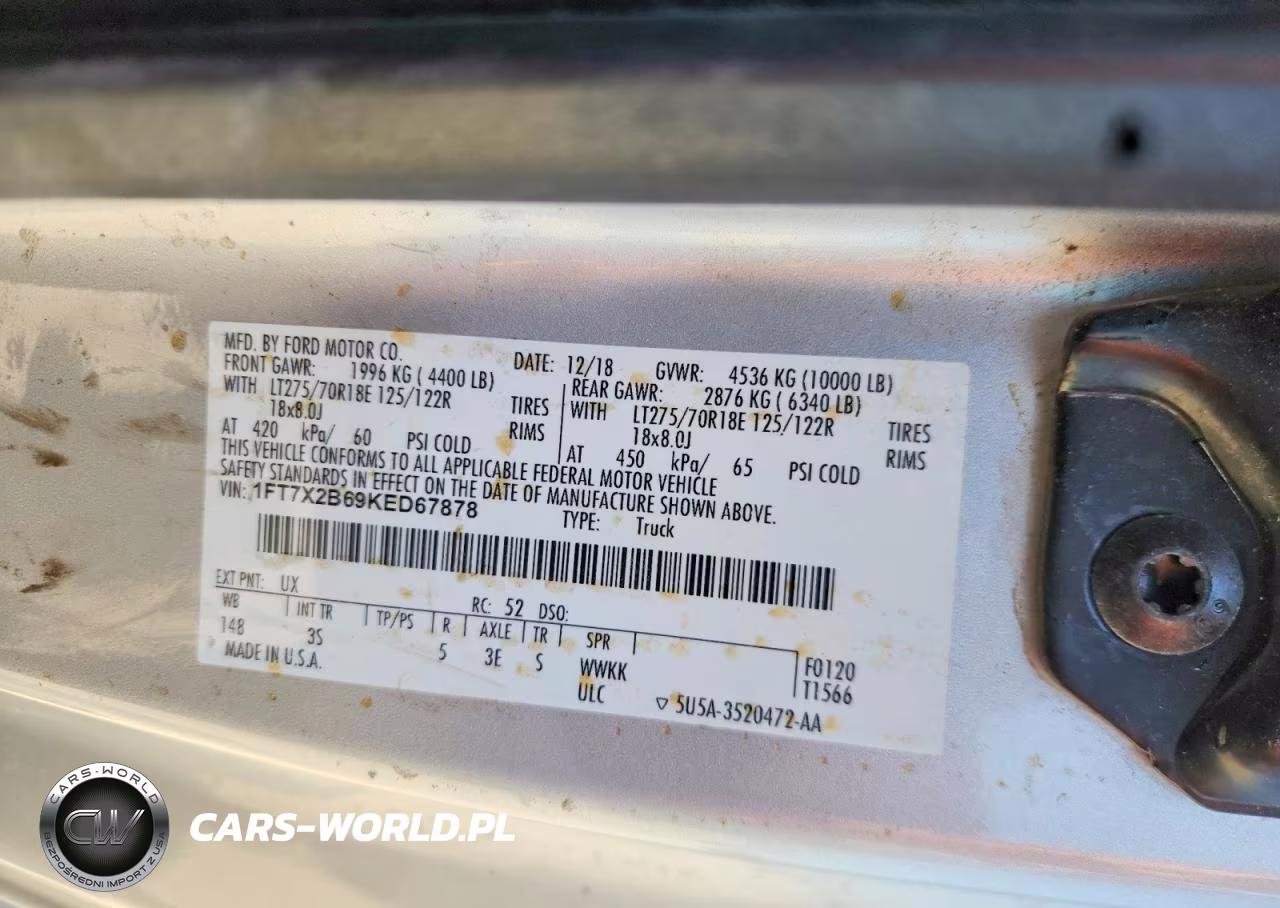 2019 Ford F250 Super Duty VIN:1FT7X2B69KED67878 - 12