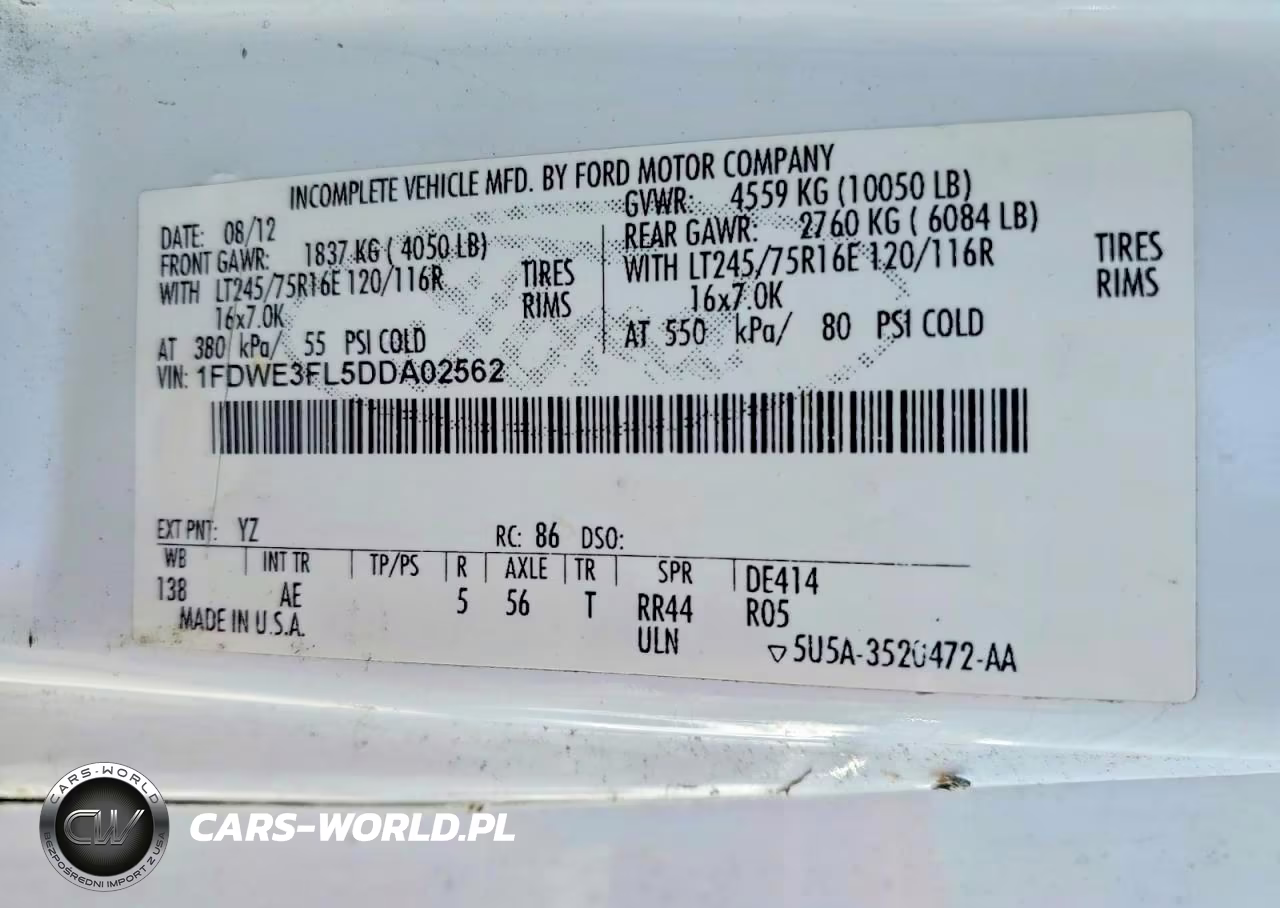 2013 Ford Econoline E350 Super Duty Cutaway Van VIN:1FDWE3FL5DDA02562 - 13