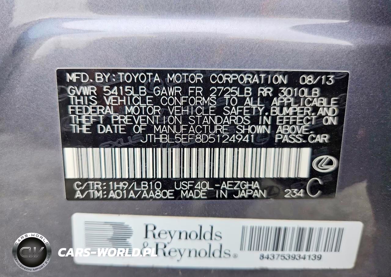 2013 Lexus Ls 460 VIN:JTHBL5EF8D5124941 - 13
