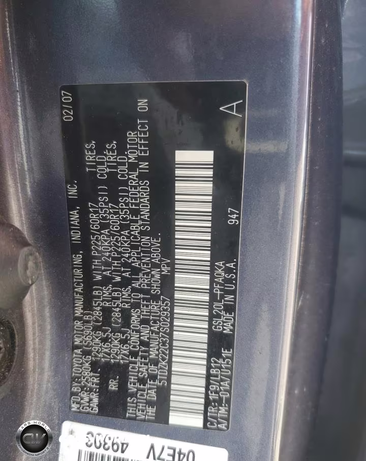 2007 Toyota Sienna Xle 7-Passenger VIN:5TDZK22C37S029357 - 13