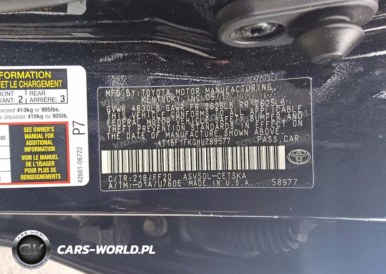 2017 Toyota Camry Se VIN:4T1BF1FK0HU789577 - 12