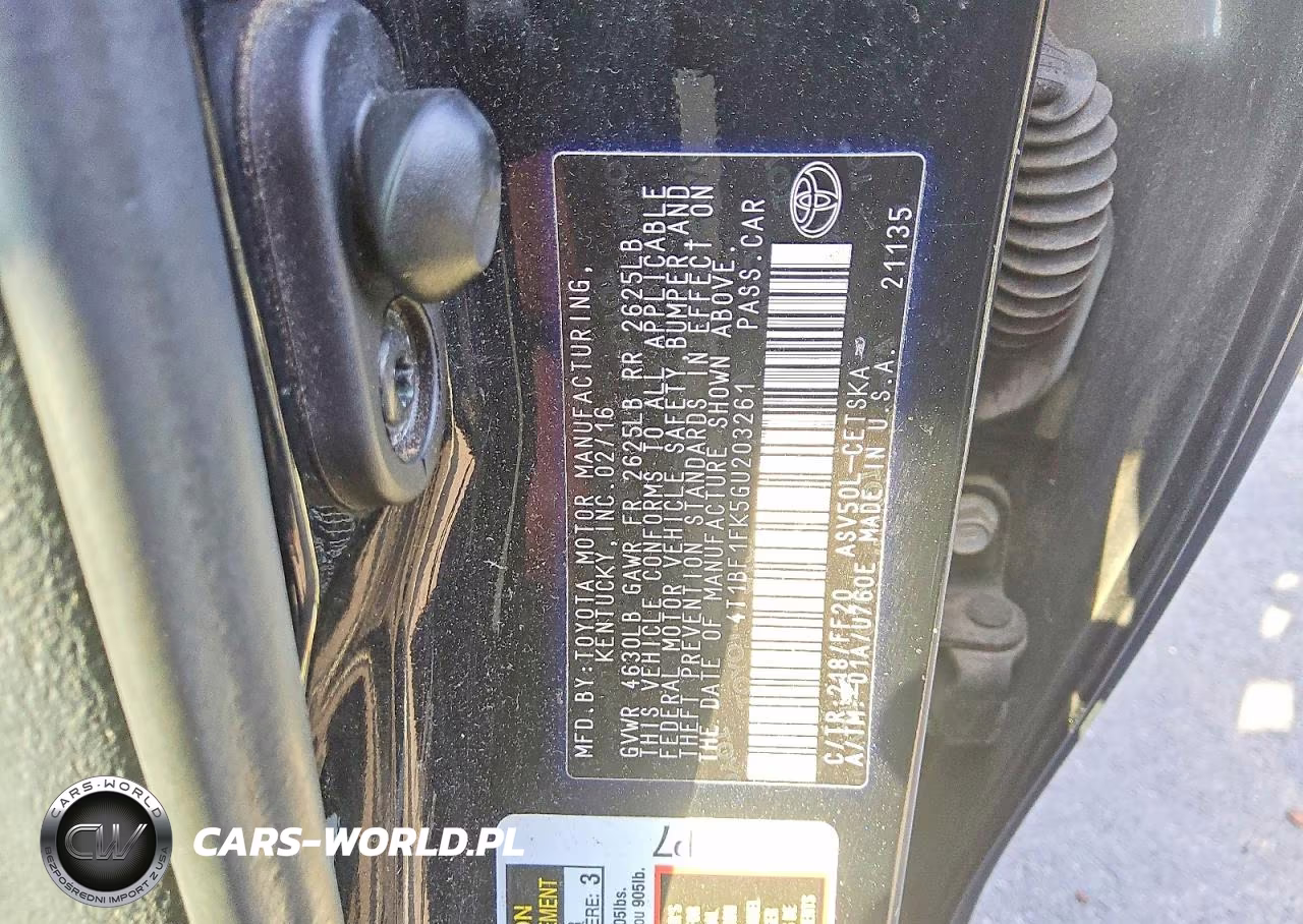 2016 Toyota Camry Se VIN:4T1BF1FK5GU203261 - 12