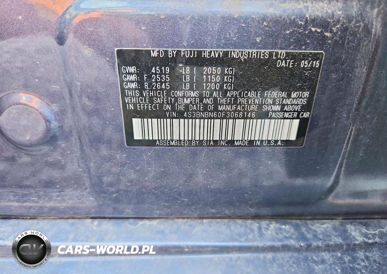 2015 Subaru Legacy 2.5I Limited VIN:4S3BNBN60F3068146 - 12