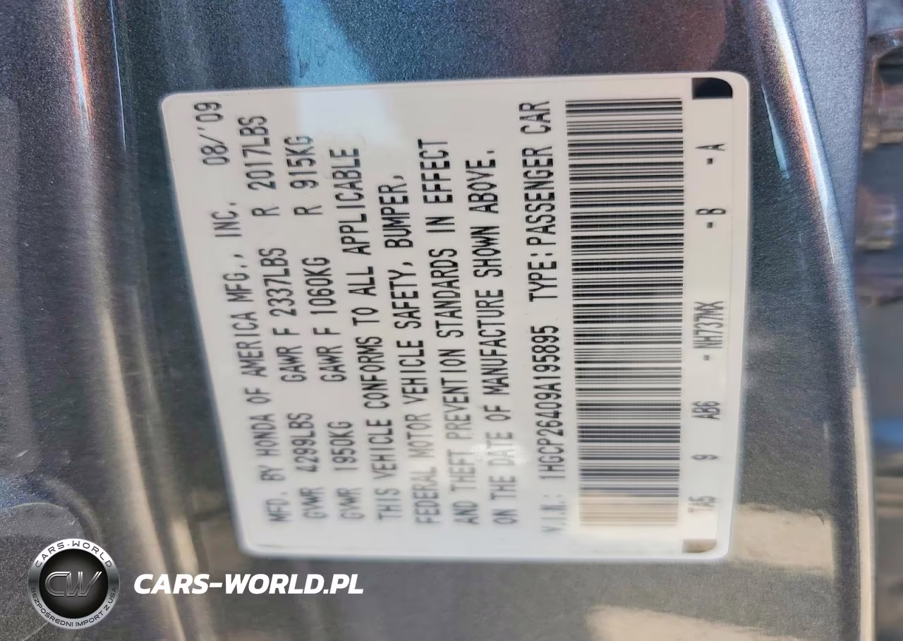 2009 Honda Accord Lxp VIN:1HGCP26409A195895 - 12