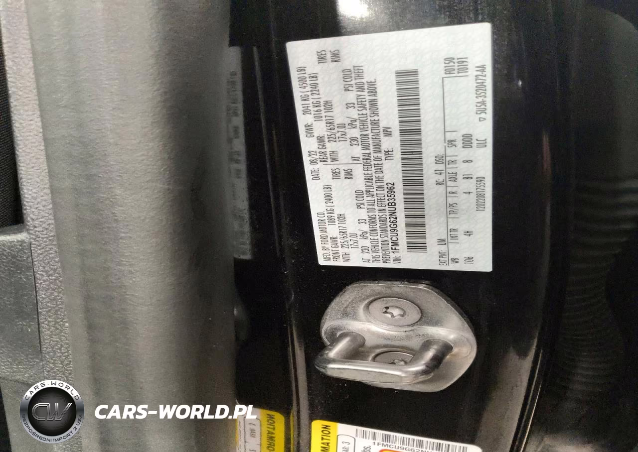 2022 Ford Escape Se VIN:1FMCU9G62NUB35962 - 12
