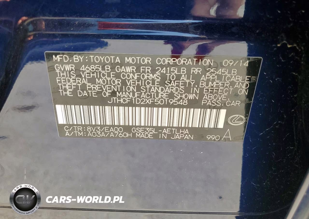2015 Lexus Is 250 VIN:JTHCF1D2XF5019548 - 13