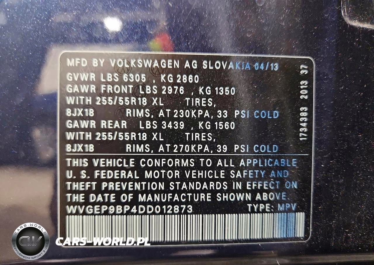 2013 Volkswagen Touareg V6 Tdi VIN:WVGEP9BP4DD012873 - 14