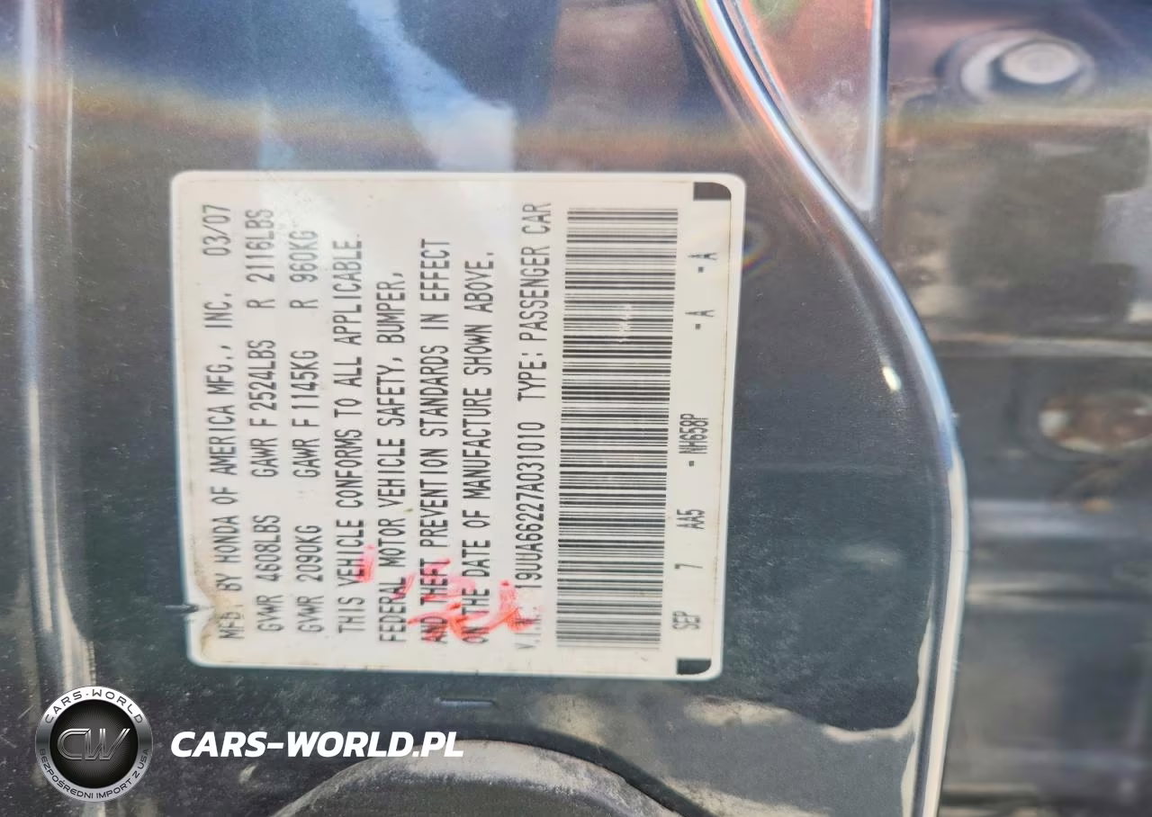 2007 Acura Tl VIN:19UUA66227A031010 - 13