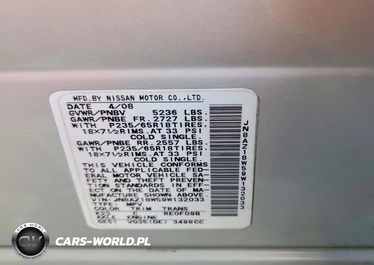 2009 Nissan Murano S VIN:JN8AZ18W59W132033 - 13