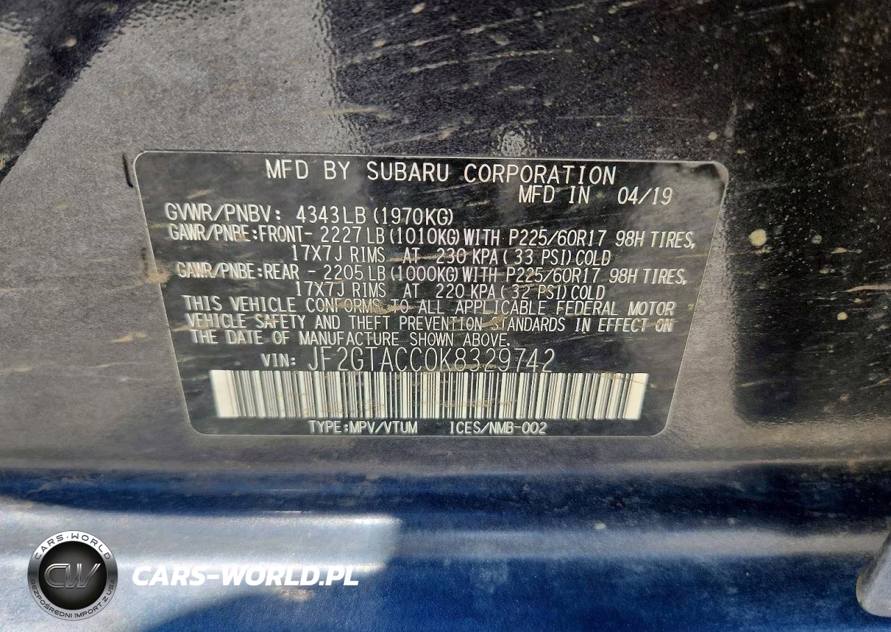 2019 Subaru Crosstrek Premium VIN:JF2GTACC0K8329742 - 13