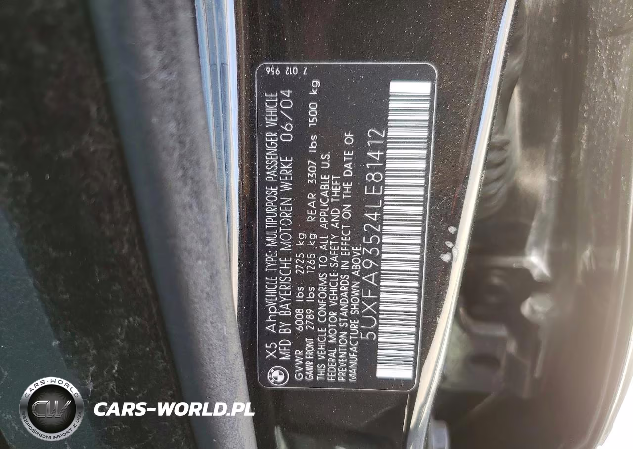 2004 BMW X5 4.8Is VIN:5UXFA93524LE81412 - 12