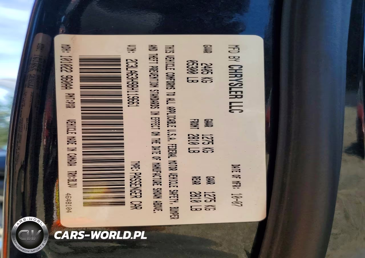 2008 Chrysler 300C VIN:2C3LA63H98H119661 - 12