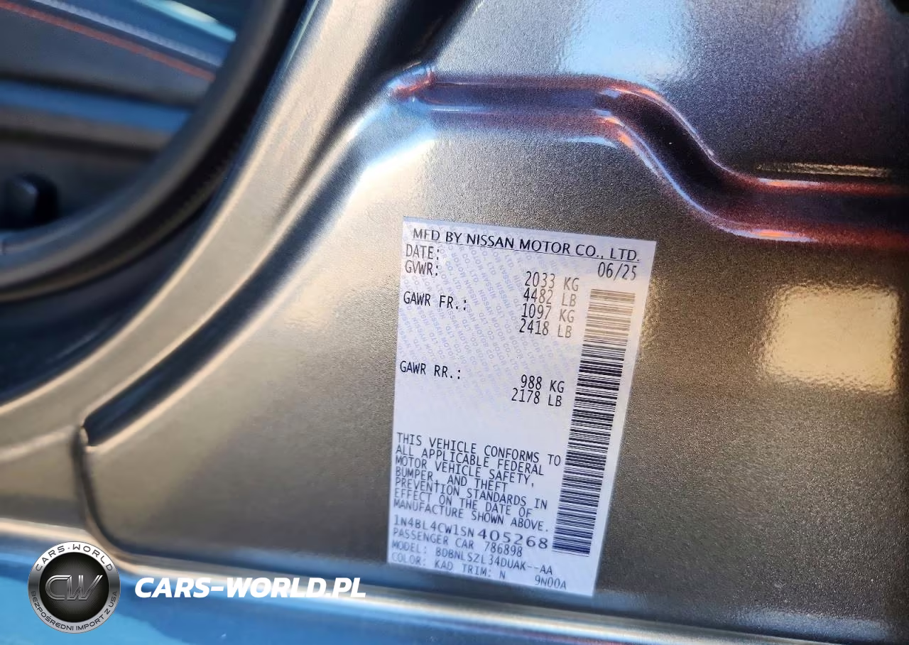2025 Nissan Altima Sr VIN:1N4BL4CW1SN405268 - 12