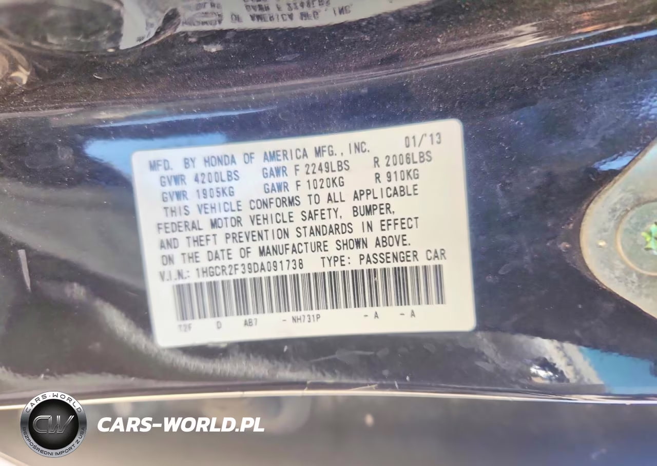 2013 Honda Accord Lx VIN:1HGCR2F39DA091738 - 12