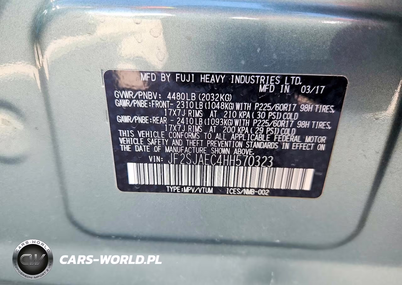 2017 Subaru Forester 2.5I Premium VIN:JF2SJAEC4HH570323 - 13