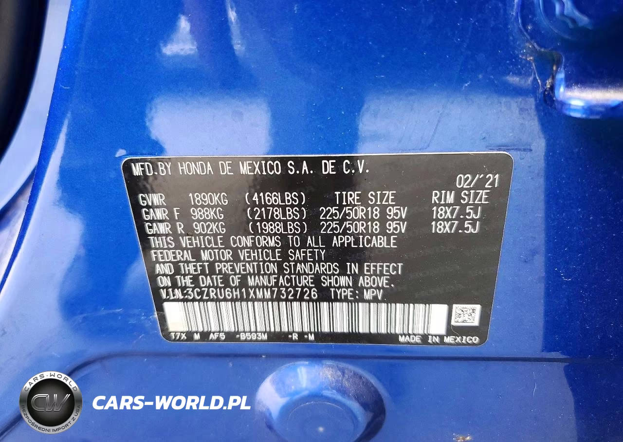 2021 Honda Hr-V Sport VIN:3CZRU6H1XMM732726 - 13