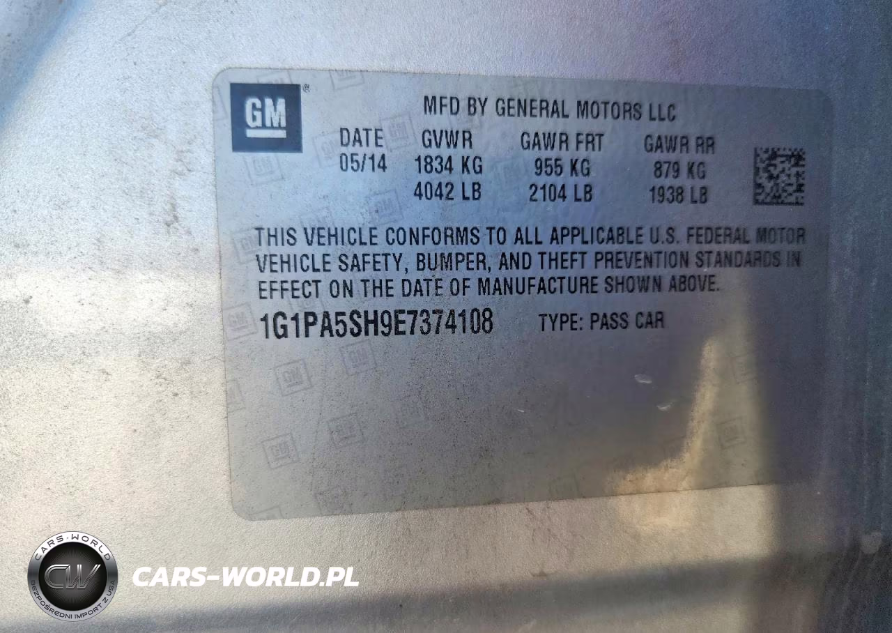 2014 Chevrolet Cruze Ls VIN:1G1PA5SH9E7374108 - 12