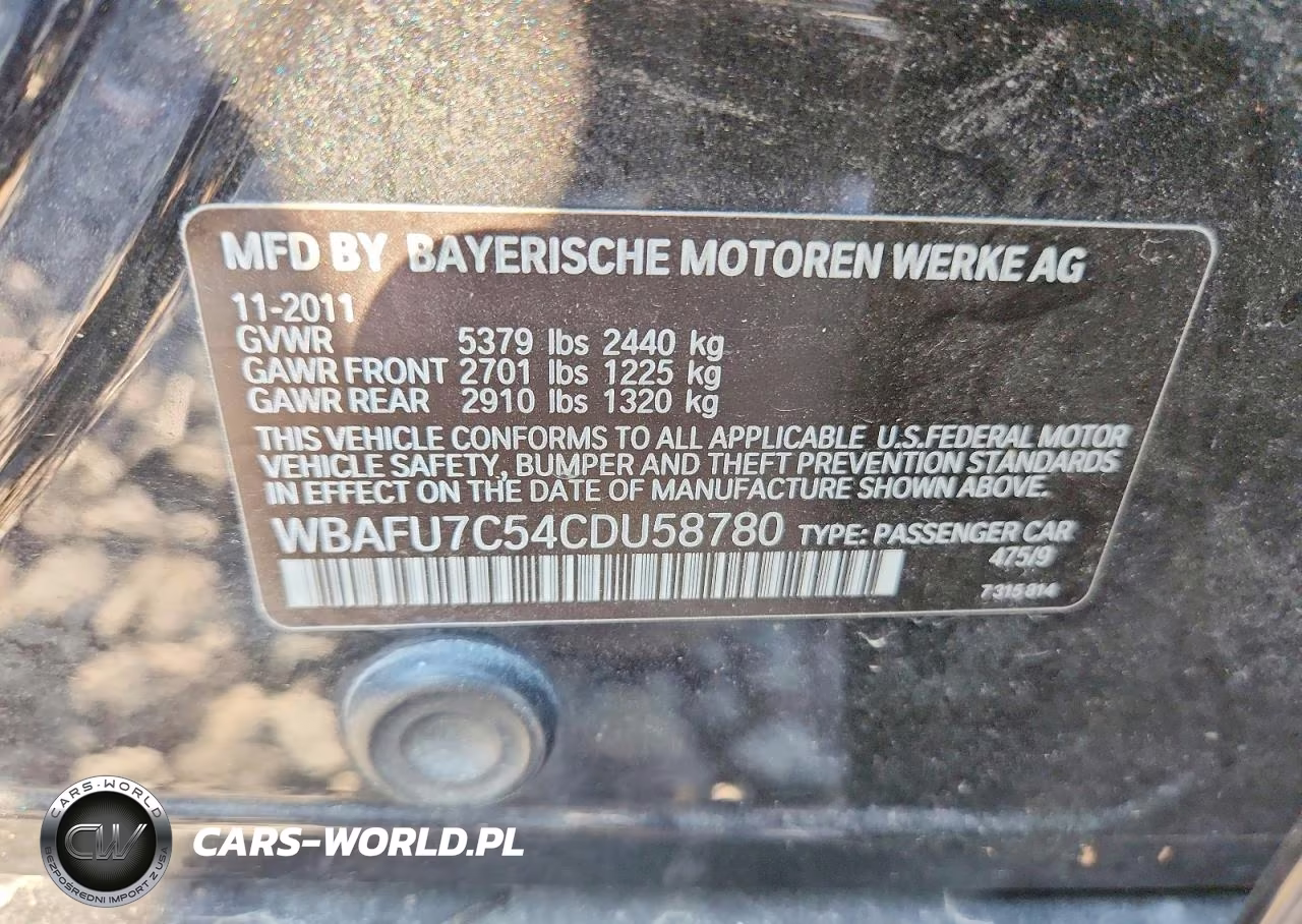 2012 BMW 535 Xi VIN:WBAFU7C54CDU58780 - 12