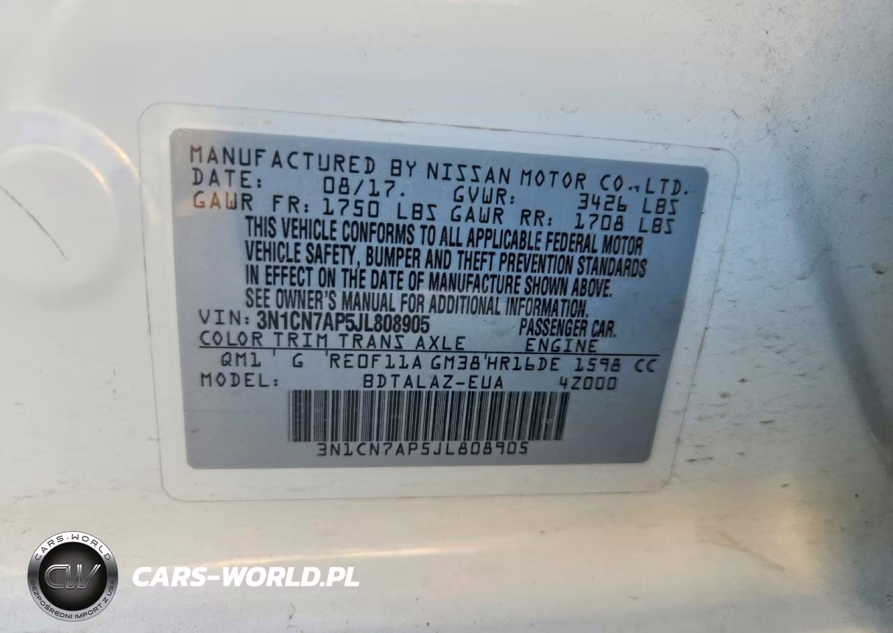 2018 Nissan Versa S Plus VIN:3N1CN7AP5JL808905 - 12