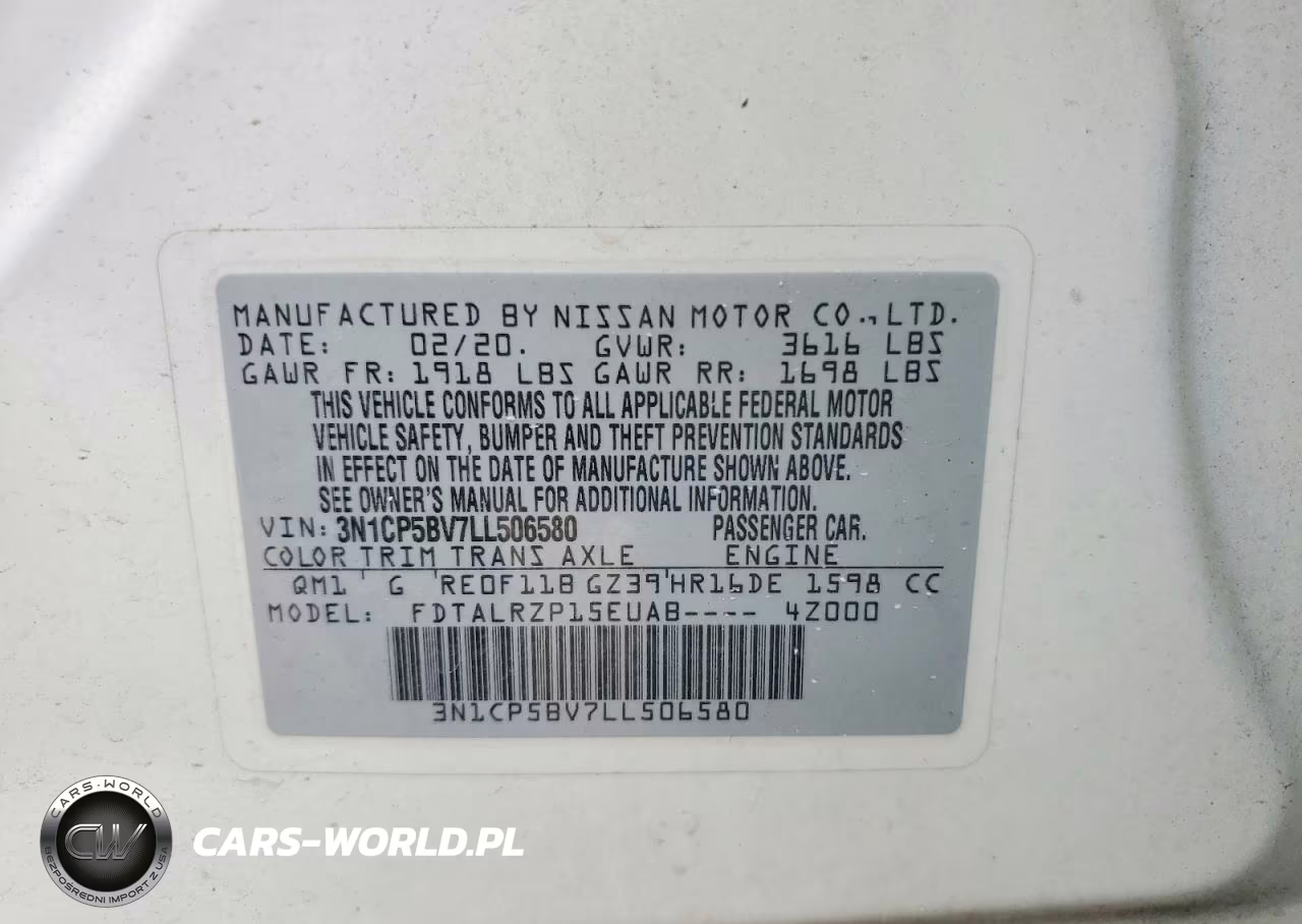 2020 Nissan Kicks S VIN:3N1CP5BV7LL506580 - 14