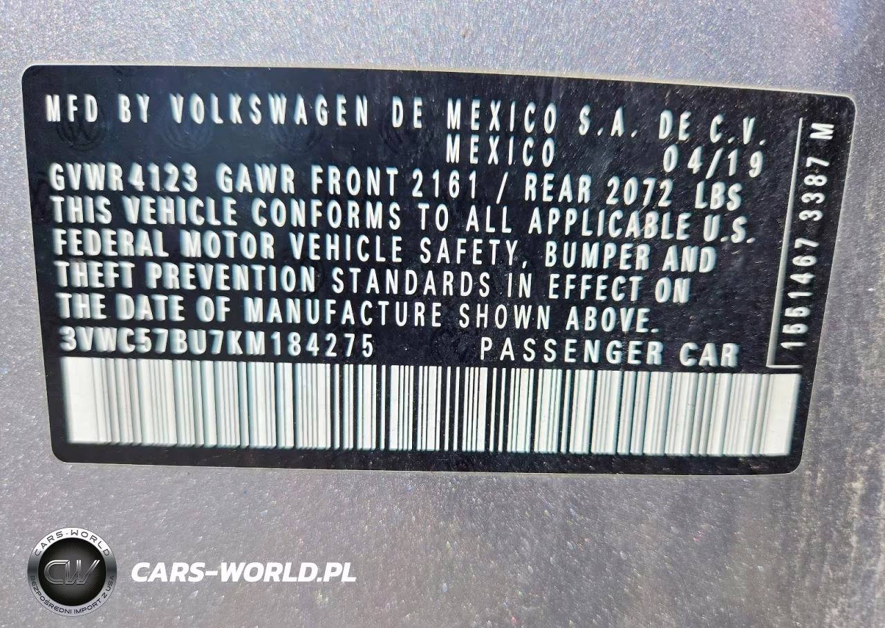 2019 Volkswagen Jetta S VIN:3VWC57BU7KM184275 - 12