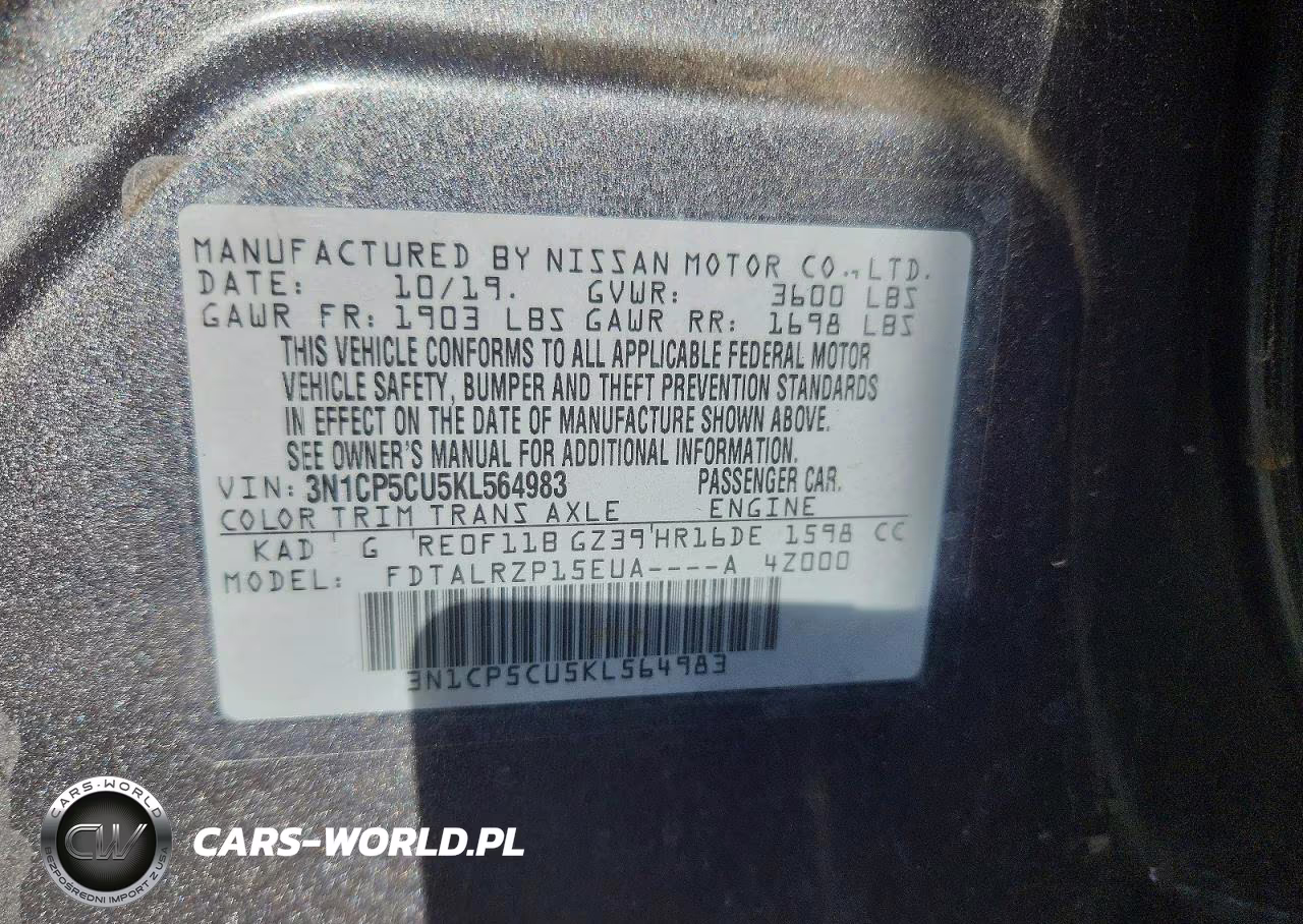 2019 Nissan Kicks S VIN:3N1CP5CU5KL564983 - 12