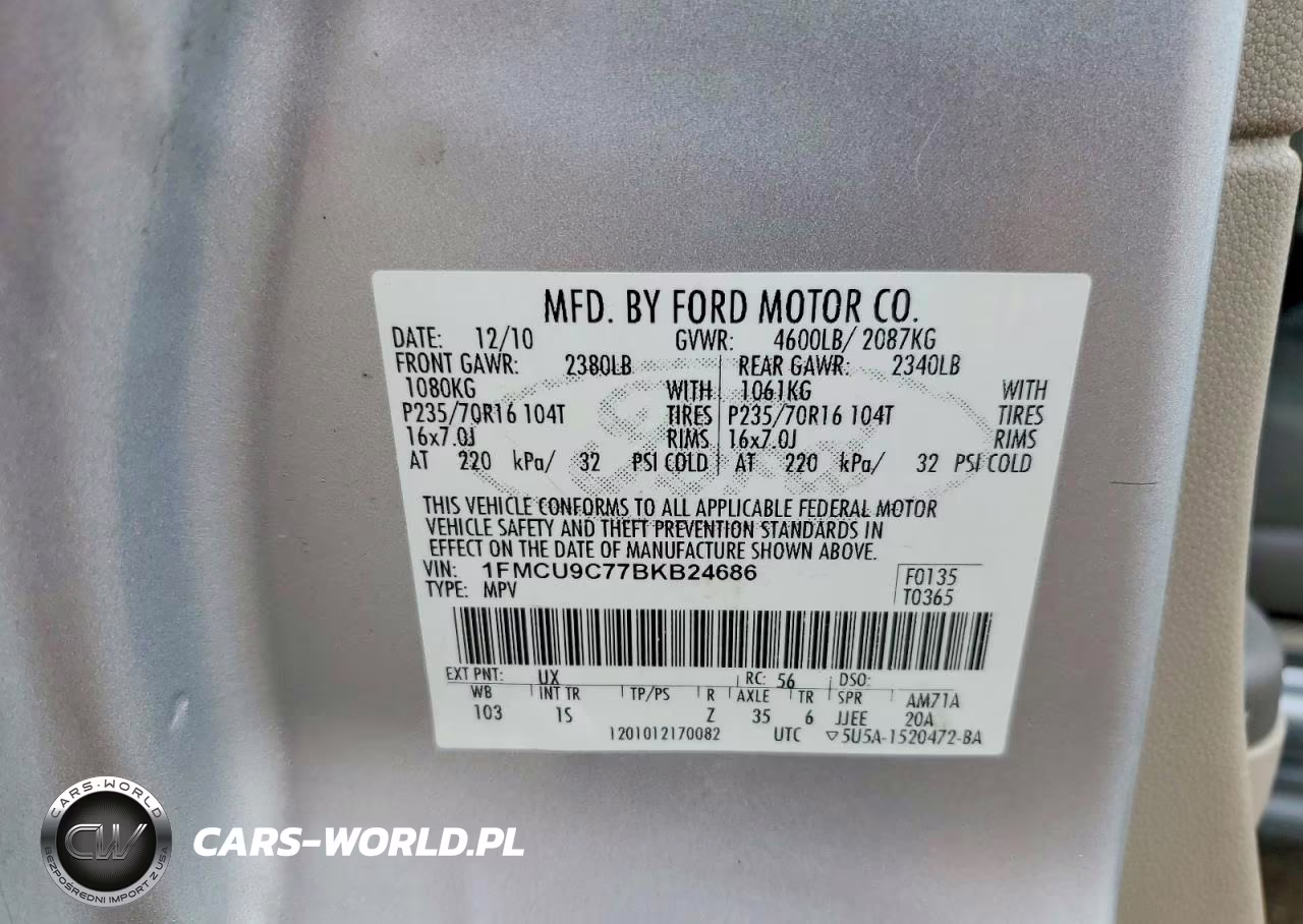 2011 Ford Escape Xls VIN:1FMCU9C77BKB24686 - 13