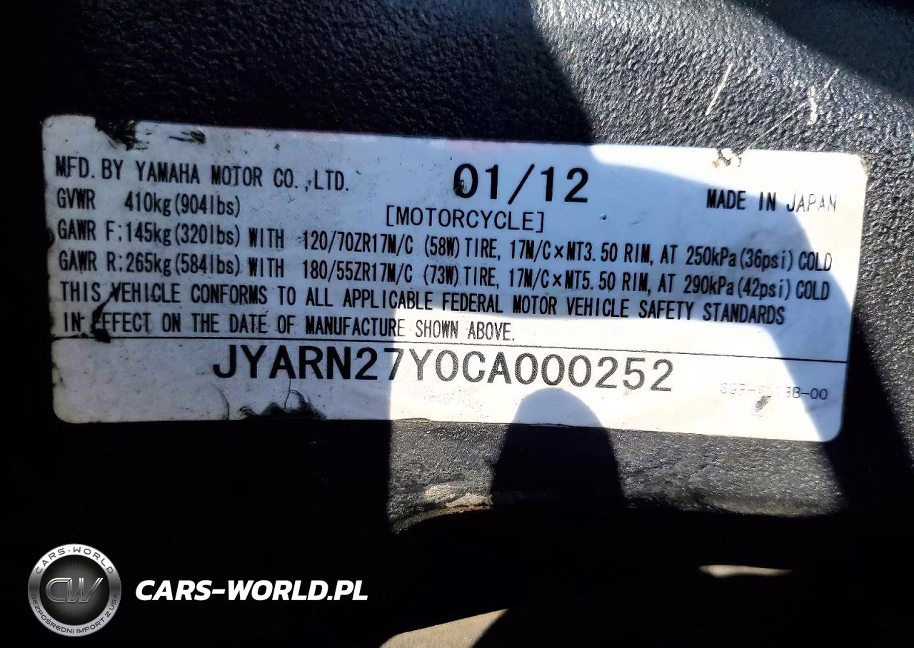 2012 Yamaha Fz8 Nc VIN:JYARN27Y0CA000252 - 9