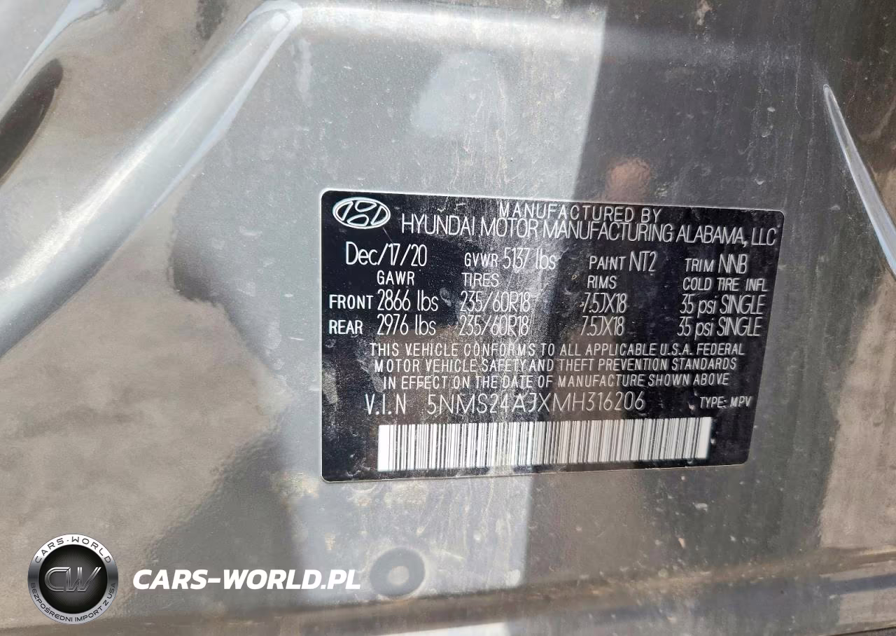 2021 Hyundai Santa Fe Sel VIN:5NMS24AJXMH316206 - 13