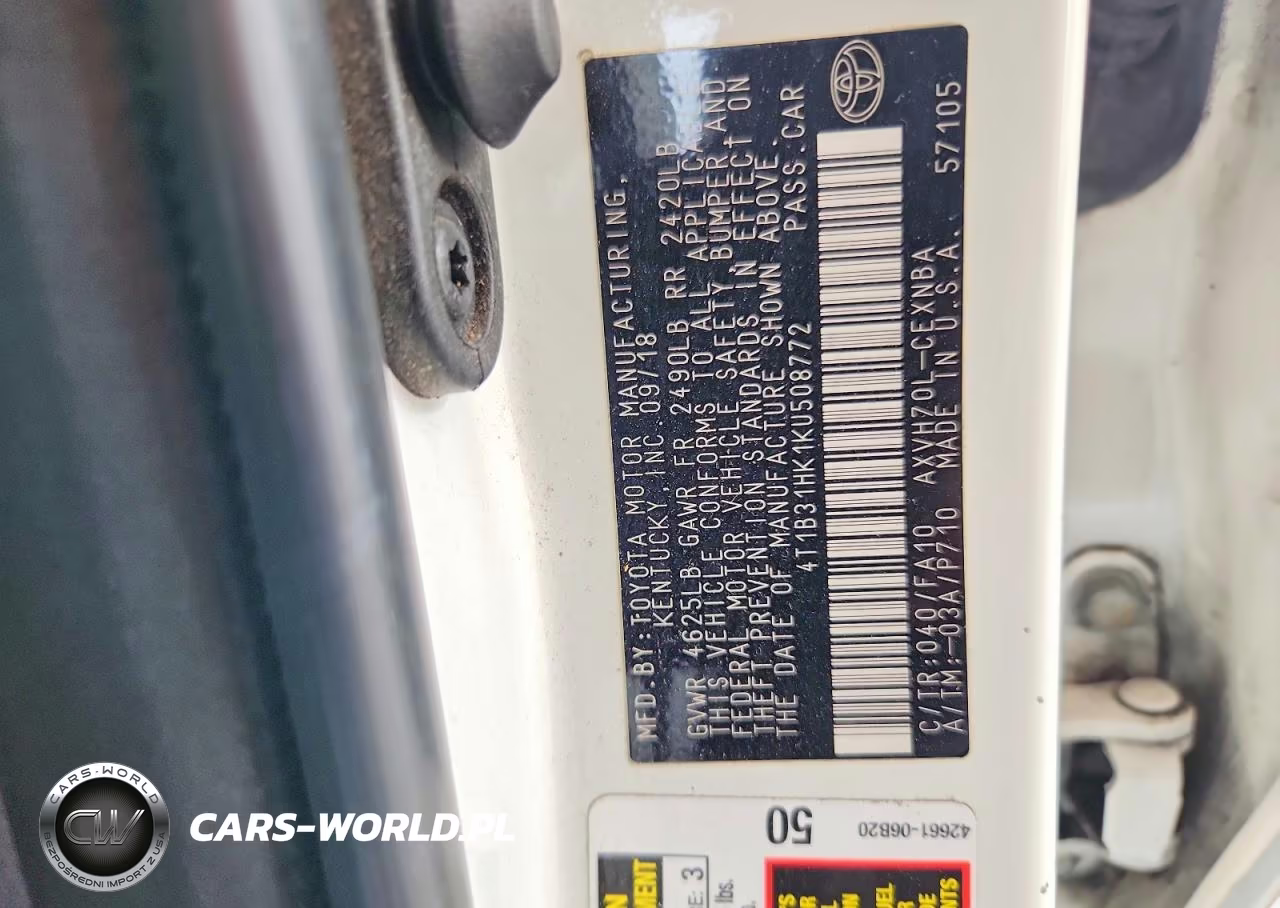 2019 Toyota Camry Le VIN:4T1B31HK1KU508772 - 12