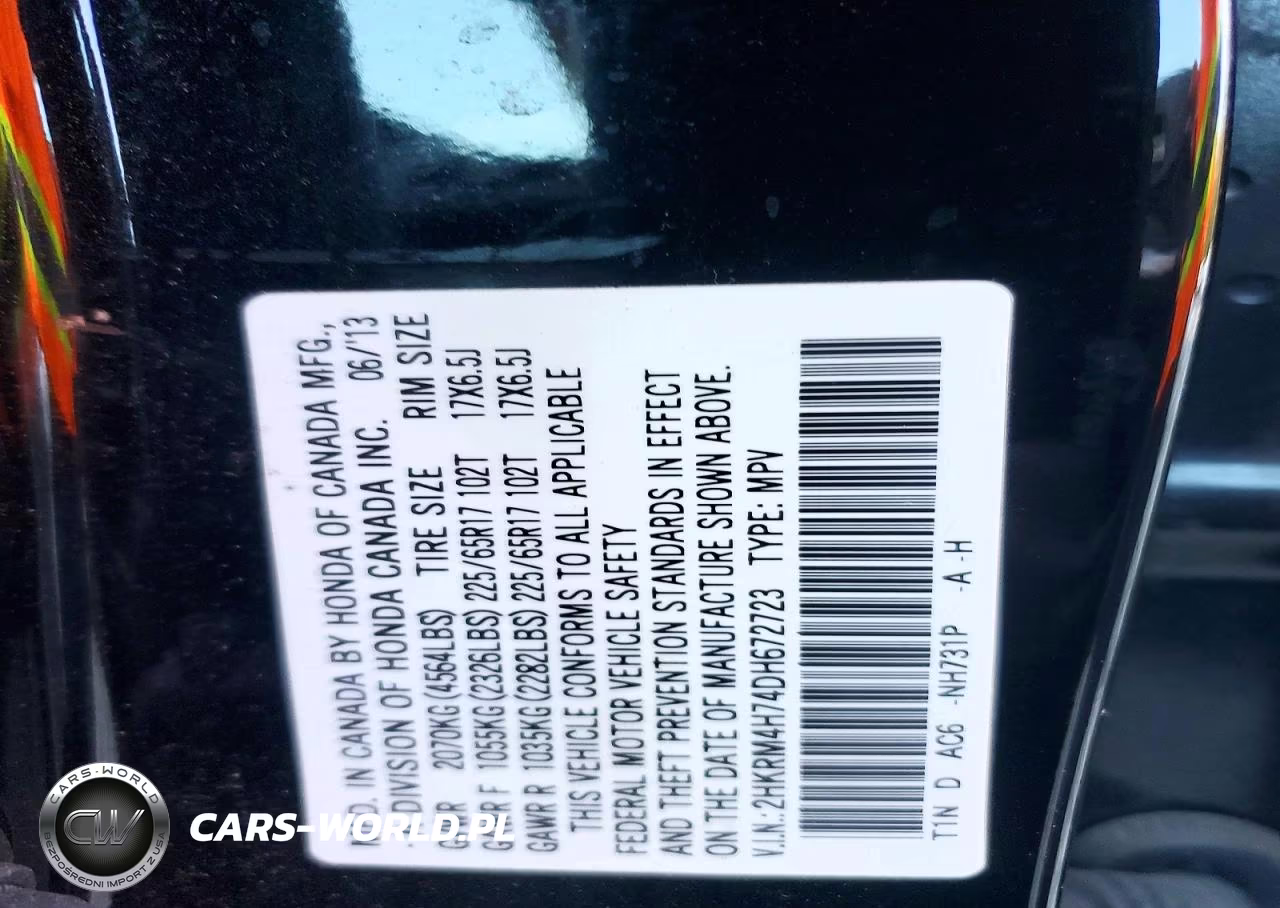 2013 Honda Cr-V Exl VIN:2HKRM4H74DH672723 - 13