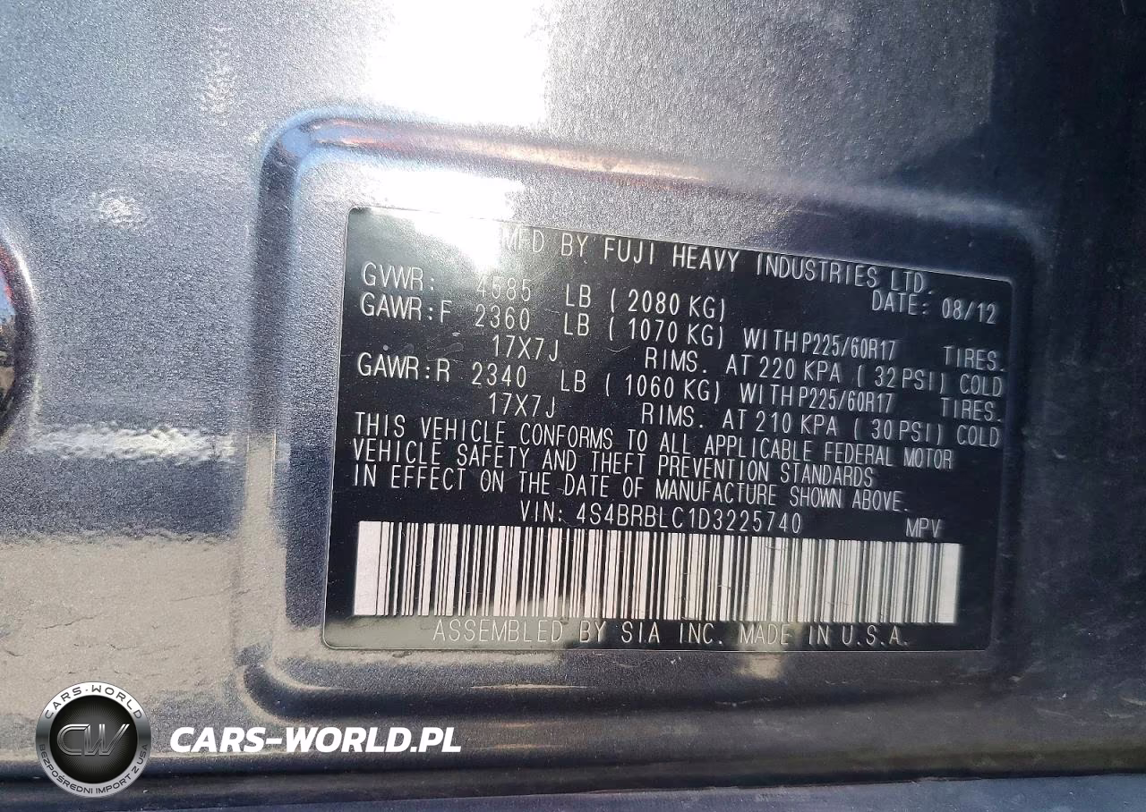 2013 Subaru Outback 2.5I Limited VIN:4S4BRBLC1D3225740 - 12