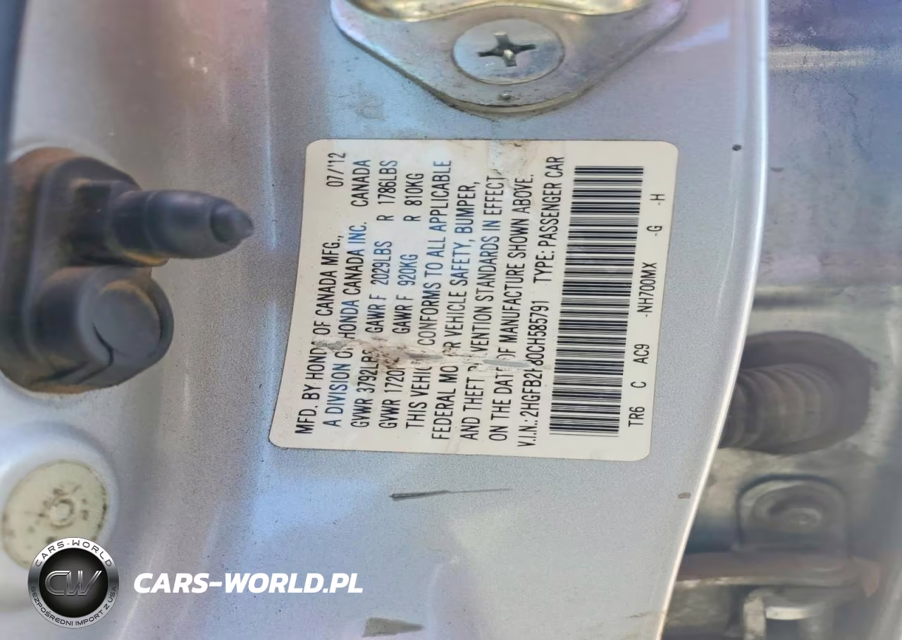 2012 Honda Civic Ex VIN:2HGFB2F80CH585791 - 12