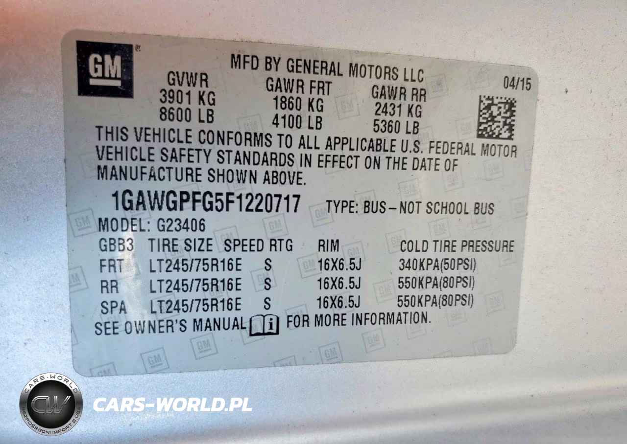 2015 Chevrolet Express G2500 Ls VIN:1GAWGPFG5F1220717 - 13