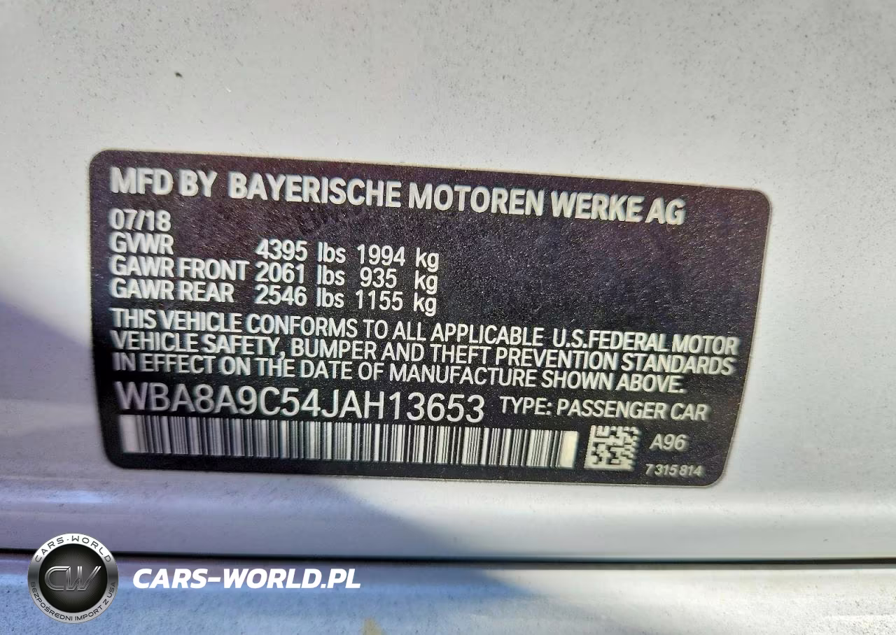 2018 BMW 320 I VIN:WBA8A9C54JAH13653 - 13