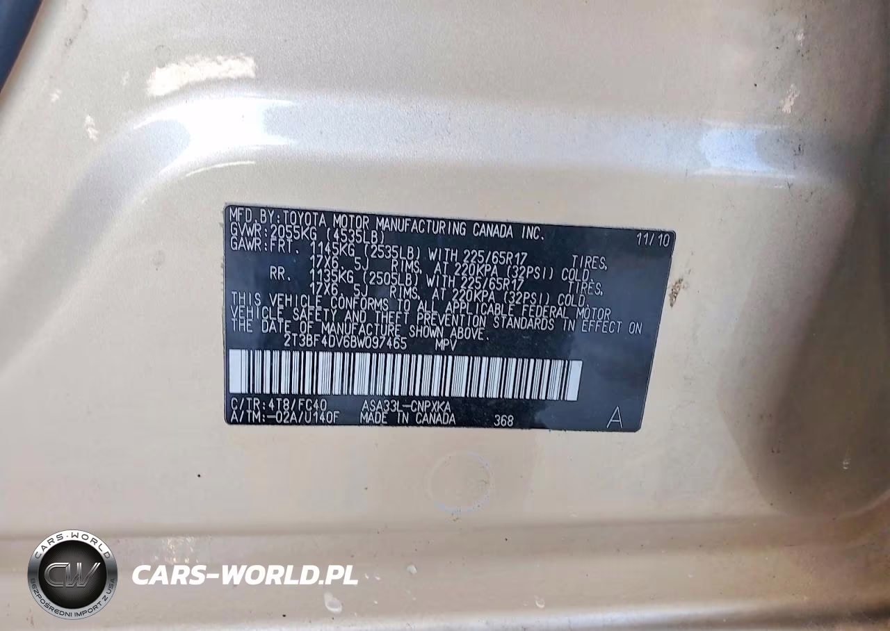 2011 Toyota Rav4 Base VIN:2T3BF4DV6BW097465 - 12