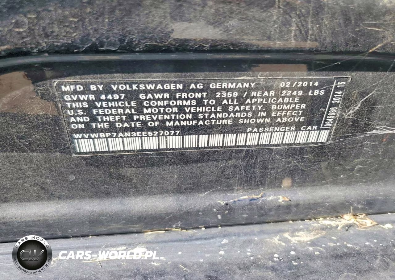 2014 Volkswagen Cc Sport VIN:WVWBP7AN3EE527077 - 12