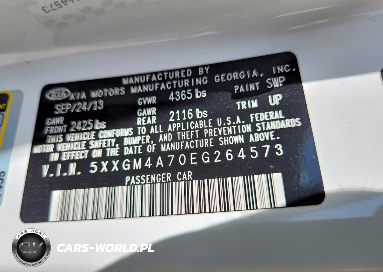2014 Kia Optima Lx VIN:5XXGM4A70EG264573 - 12