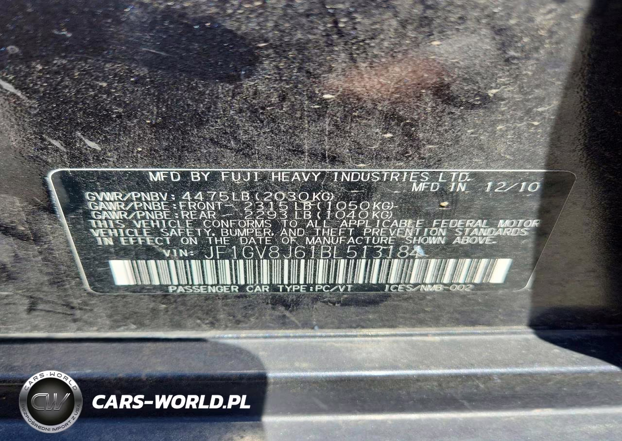 2011 Subaru Impreza Wrx Sti VIN:JF1GV8J61BL513184 - 13