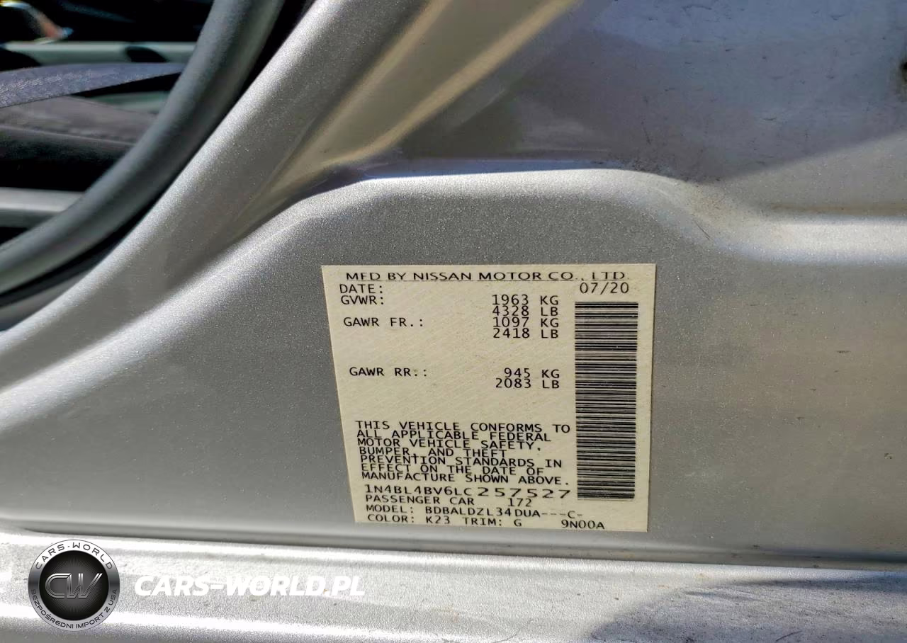 2020 Nissan Altima S VIN:1N4BL4BV6LC257527 - 13